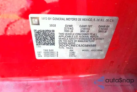 2018 Chevrolet Silverado C1500 Lt z USA, uszkodzony, nr VIN 3GCPCREC9JG584585